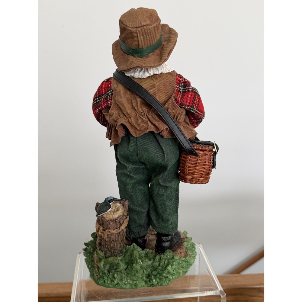 Santa Fisherman Vtg 12" Resin with Cloth Clothes Missing Fishing Pole - Picture 4 of 9